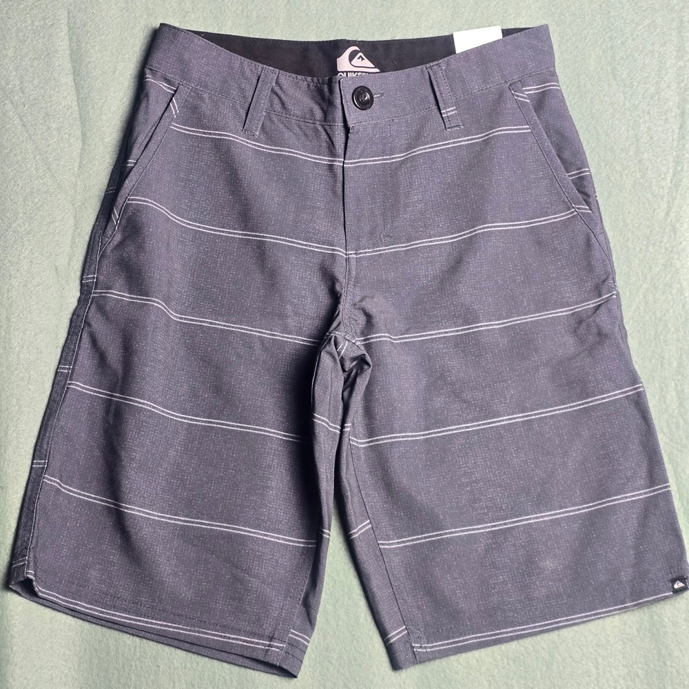 Quiksilver Boys Hybrid Shorts Size 10 Grey Striped Boardshorts Walkshorts‎ NEW